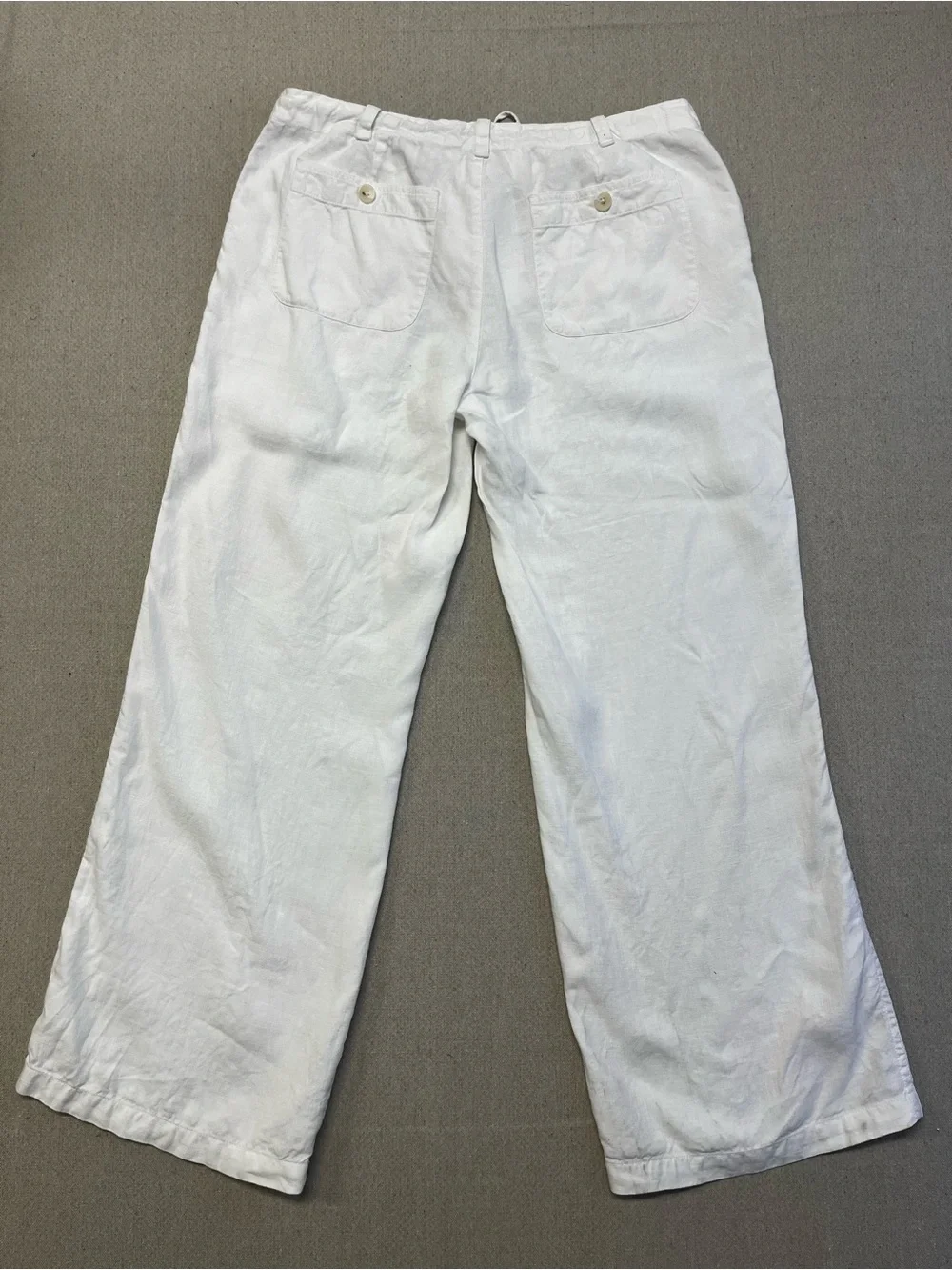 Banana Republic White Linen Drawstring Pants Women’s Size 12 Wide Leg